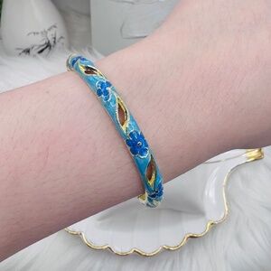 Blue Flower Enamel Cloisonne Bracelet Bangle Style B